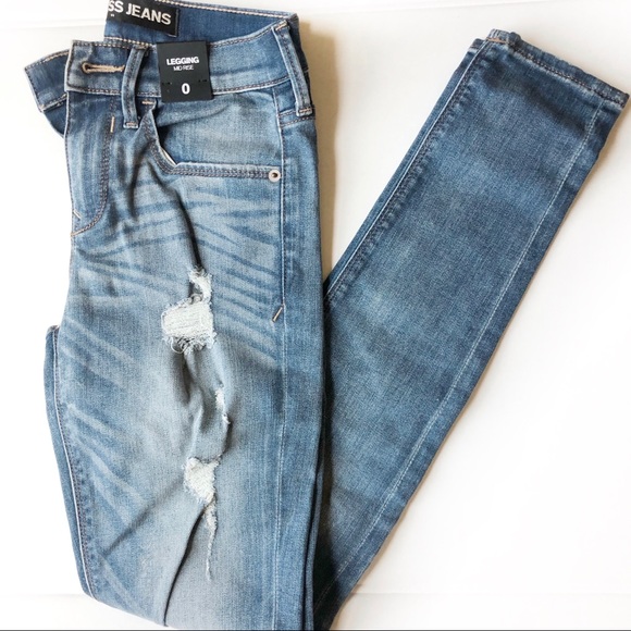 Express Denim - Express Mid Rise Medium Wash Skinny Leggings sz 0